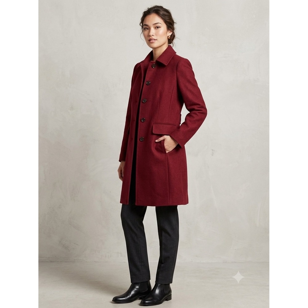 Banana Republic Vintage Red Wool Blend‎ Car Coat Jacket Womens Size XS
